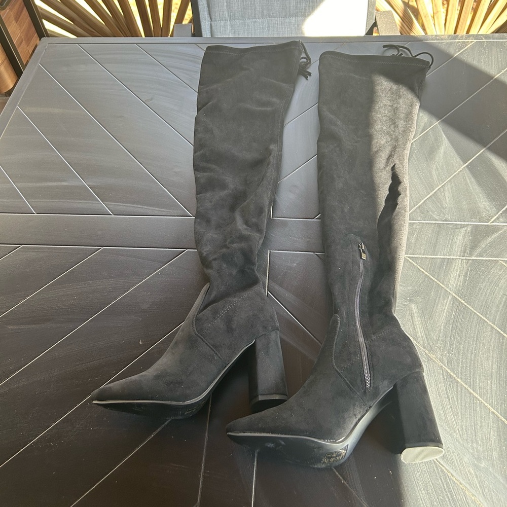 Azalea Wang thigh high suede black boots- US women’s size 8